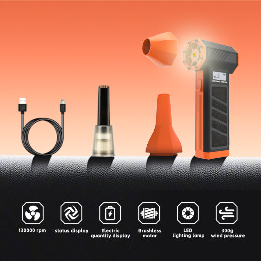 Compressed Air Duster-130000RPM Rechargeable Air Blower& Computer Vacuum Cleaner 2 in 1 with LED Light, 4 Gear Adjustable Cordless Electric Air Duster for Keyboard Car Outdoor and House