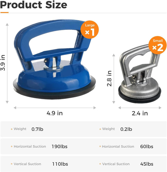 Car Dent Puller, Aluminum Car Dent Remover,3 Pack Paintless Dent Removal Kit, Powerful Dent Repair Kit, Suction Cup for Car Dents, Car Headlight,Car Mirror,Glass,Screen