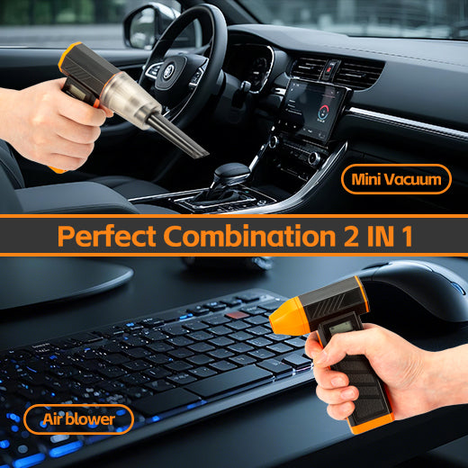 Compressed Air Duster-130000RPM Rechargeable Air Blower& Computer Vacuum Cleaner 2 in 1 with LED Light, 4 Gear Adjustable Cordless Electric Air Duster for Keyboard Car Outdoor and House