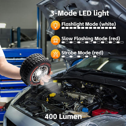 Jump Starter with Air Compressor, 5000A 150PSI Car Battery Jump Starter (All Gas/9.0L Diesel), 12V Jump Box Car Battery Jumper Starter Portable with Smart Jumper Cables, Tire Inflator, LED Light