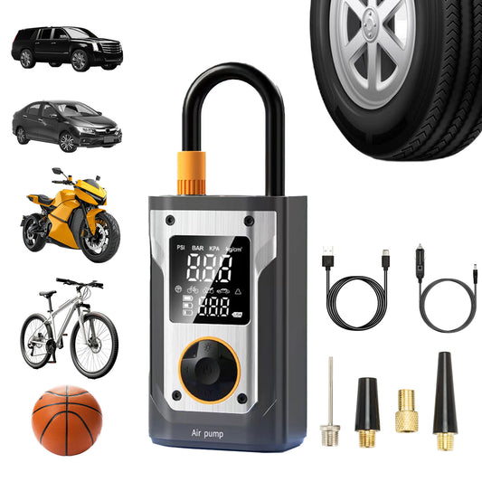 Tire Inflator Portable Air Compressor - 150 PSI Air Pump For Car Tires with 10000mAh Battery, Cordless Tire Pump with LED Light & Digital Pressure Gauge for Car, Motorcycle, Bicycle, Balls