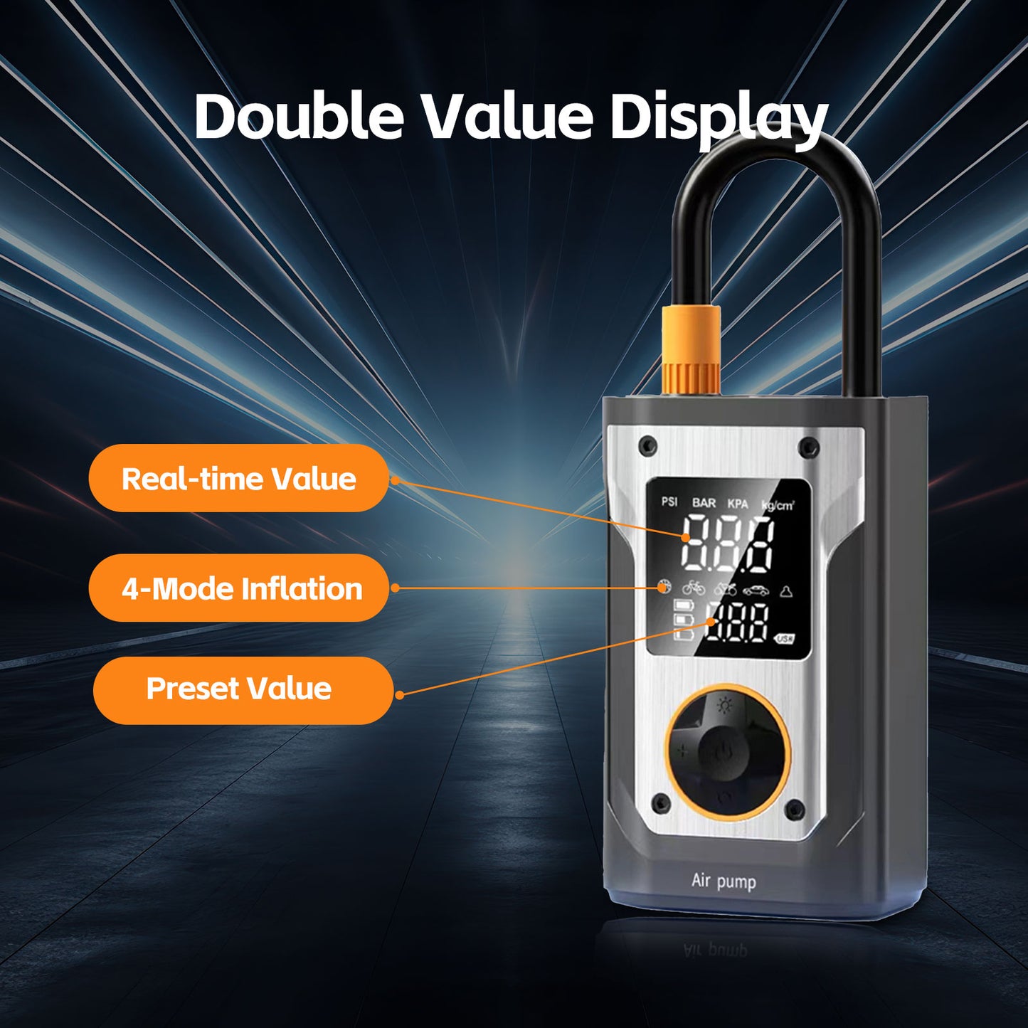 Tire Inflator Portable Air Compressor - 150 PSI Air Pump For Car Tires with 10000mAh Battery, Cordless Tire Pump with LED Light & Digital Pressure Gauge for Car, Motorcycle, Bicycle, Balls